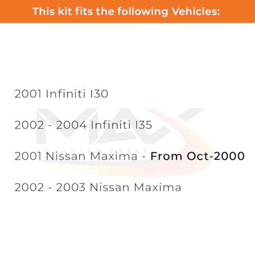 Image of Max Advanced Brakes Rear Brake Kit Compatible With 2001 2002 2003 Nissan Maxima Compatible With Infiniti I30 I35 Replacement Geomet Coated OE Disc Brake Rotors and Ceramic Brake Pads