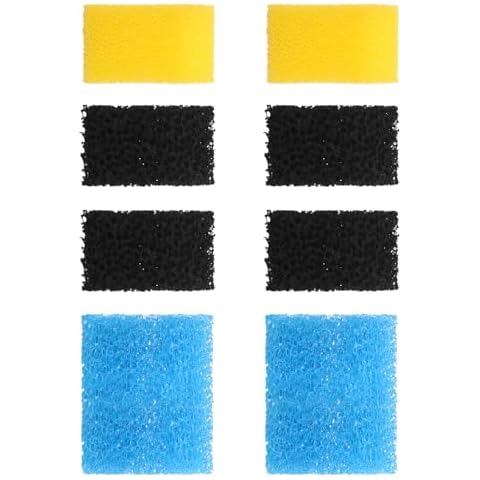 VCRAZE Replacement Aquarium Filter Sponge, Fish Tank Filter Replacement Parts, Including 2 x Coarse Sponge, 2 x Fine Sponge & 4 x Carbonized Sponge, for 10-40 Gal Cover