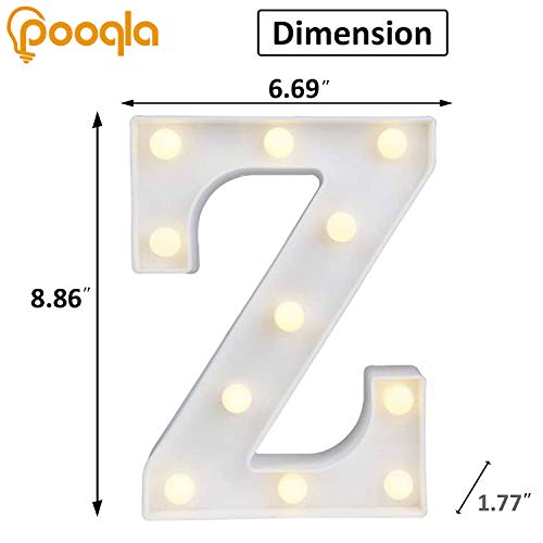 Image of Pooqla LED Marquee Letter Lights Sign, Light Up Alphabet Letter for Home Party Wedding Decoration Z