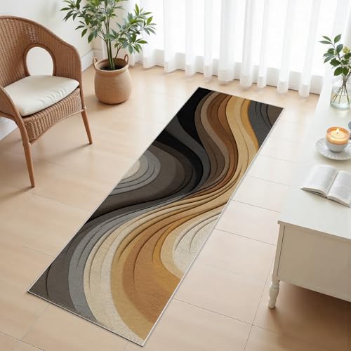 Modern Runner Rug 3x10 - Abstract Geometric Design, Non-Slip Soft