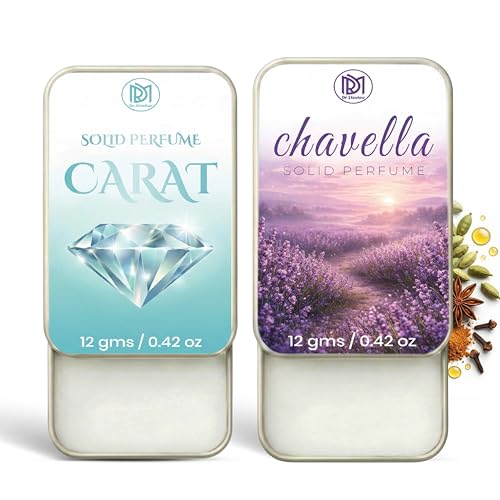 Image of Dr.Mashur Solid Perfume |Carat&Chavella Alcohol Free Wax Perfume Balm, Long Lasting | Pocket Tin 12g, Pack Of 2| Non Greasy Smooth Glide, Travel Friendly Men And Women