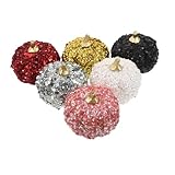 MUCKLILY 6個亮片シークイン装飾付きリアルフェイクパンプキン点 グリッターデザインで秋の感謝祭ハロウィンパーティーデコレーション用シ