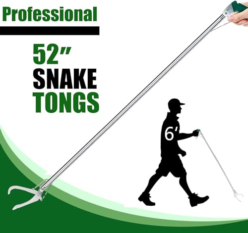 Image of IC ICLOVER Professional 52 Inch Upgrade Heavy Duty Extra Long Snake Tongs Reptile Grabber Rattle Snake Catcher Wide Jaw Handling Tool with Non-Slip Grip Handle