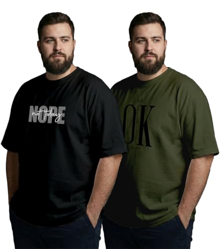 Image of XENOVAURBAN Mens Plus Size Cotton T-Shirt Combo | Combo Pack of 2 Unisex Fit Plus Size Printed Tshirts