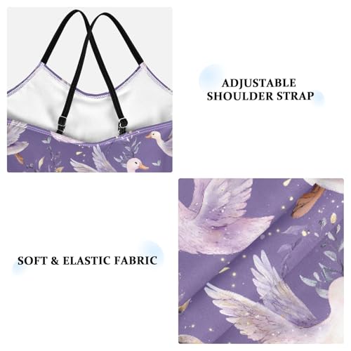 senya Girls Swimsuits One-Piece Swimwear Tie Bathing Suit Beach Summer Round Neck 5-6T Duck Purple Background Pattern3