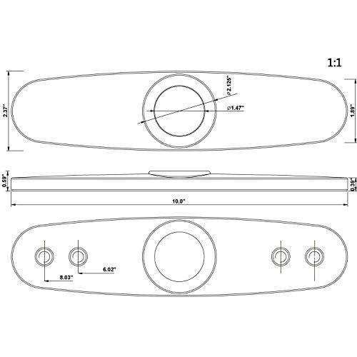 Laguna Brass 1920Cp 10" Kitchen Sink Faucet Deck Plate, Chrome Finish #TOP3