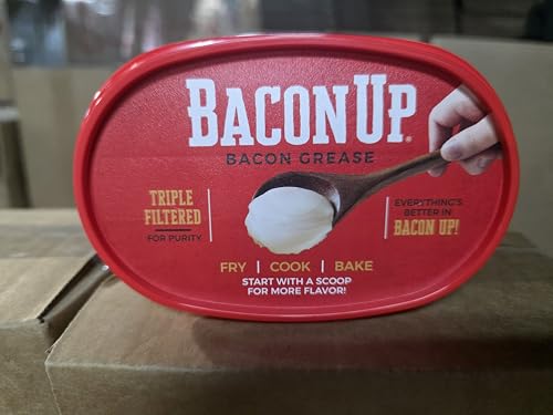 Image of Bacon Up Bacon Grease for Cooking - 14 Ounce, Pack of 3 - with Spoon - Rendered Cooking Fat for Fry, Grill and Bake
