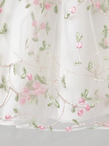 Image of Tagas Girls' Dress|Elegant Beige Baby Girl Dress with Lace Ruffles & Floral Embroidery - Long Sleeve Princess Birthday Party Dress | Comfortable & Stylish Kids Wear| PartFrock for Kids |