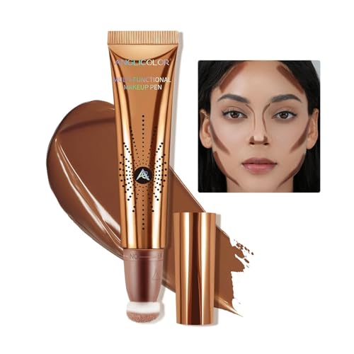 Anglicolor Contorno Maquillaje Liquido Con Aplicador Almohadilla,Contouring Maquillaje Natural,Bronceador Maquillaje,Countoring Maquillaje Larga Duración,Contour Stick (02#,12ml)