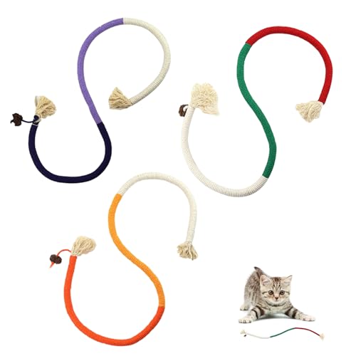 HLBKPX 3 Pack Durable Cat Chew Toys with Catnip - Kitten Teething Relief Interactive Catnip-Infused Rope Toys for Indoor Cats Teeth Cleaning & Stress Relief Fun Playtime