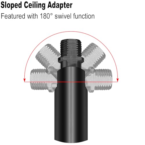 Image of 10 Pieces 12-inch M10 Threaded Extension Poles Lighting Fixture Downrods Stems & 180 Degrees Sloped Ceiling Adapter Kits for Pendant Light, Island Lighting, Chandeliers (Black)