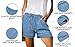 ONLYSHE Womens Ladies Summer Casual Fashion Frayed Raw Hem Tencel Drawstring Elastic Waist Denim Jean Shorts with Pockets Blue-L