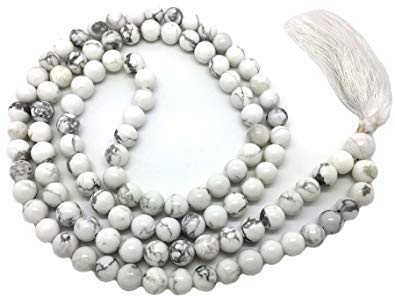 KESAR ZEMS Natural Howlite Rosary, Prayer Mala -8 MM 108+1 Beads Jaap mala For Meditation (45 x 2 x 1 cm) White.-picture-20
