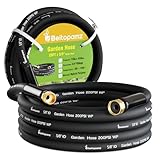 Beitopamz Garden Hose 25 ft x 5/8 in Heavy Duty Water Hose, Flexible and Durable, Lightweight Rubber Hybrid Hose, Leak-Free Connections, Male to Female 3/4'' Brass Fittings for Patio, Lawn, Black