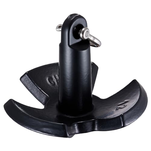 VEVOR Flussanker Bootsanker aus Gusseisen mit Schwarzer Vinylbeschichtung und Schäkel 5,4 kg, Pilzanker in Marinequalität für Boote bis zu 3,05 m, Ausgezeichnete Haltekraft in Flüssen und Seen