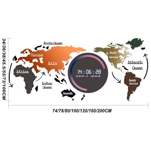 Reloj de Pared Mapamundi 3D con Luz LED 120x55cm miniatura 6