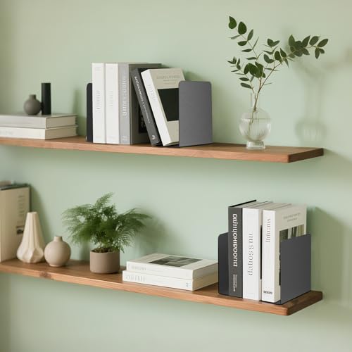 pindda Book Ends, 2 Pieces Metal Bookend for Shelves, Bookends for Heavy Books, Book Holders for Shelves, Desk Organizers, Book Dividers for Office, School, Bookstore, Home - Thumbnail 2