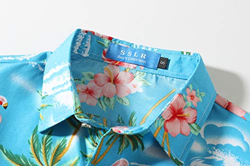 SSLR Big Boys Hawaiian Shirt, Kids Hawaiian Shirt, Flamingos Shirt Short Sleeve Luau Shirt for Kids3