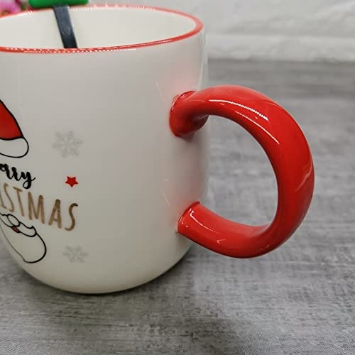 Taza de café reutilizable Taza de cerámica, taza de Navidad con taza de café de la tapa y de la cuchara, taza, cacao caliente tazas, láctea de té de la taza de la mañana de la novedad, tazas de chocol - Imagen 7
