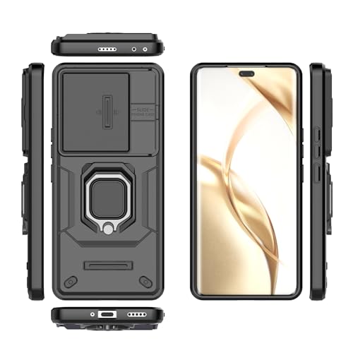 Image of TPU+PC Camshield Pro Case With Slide Camera Protection And Ring Stand Bumper Back Case Cover For Honor 200 Pro 5G (Black)