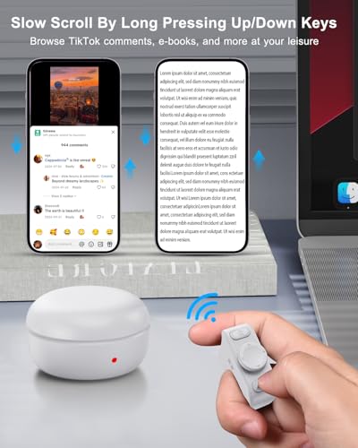 Image of [New Upgrade, Easy to Use] TikTok Scrolling Ring Remote Control, Camera Shutter Remote, Wireless Bluetooth Scrolling Ring for iPhone, iPad, iOS, Android - Light White