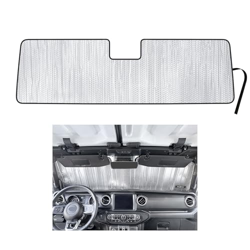 YelloPro Custom Fit Reflective Windshield Sunshade for 2020 2021 2022 2023 Jeep Gladiator Pickup - Adaptive Cruise Control Sensor - UV Reflector Sun Protection Accessories [Made in USA]