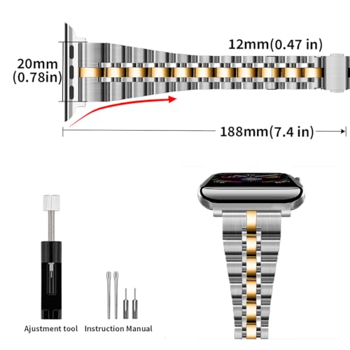 Image of Slim Metal Bands Compatible with Apple Watch 40mm 38mm 41mm 42mm 44mm 45mm, Metal Stainless Steel Chain Strap for Women iWatch Series 9 8 7 6 5 4 3 2 1 SE