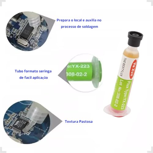 Fluxo De Solda Solda Em Pasta Seringa Para Chip's Bga E Smd Yaxun Yx-223 Seringa 10gr