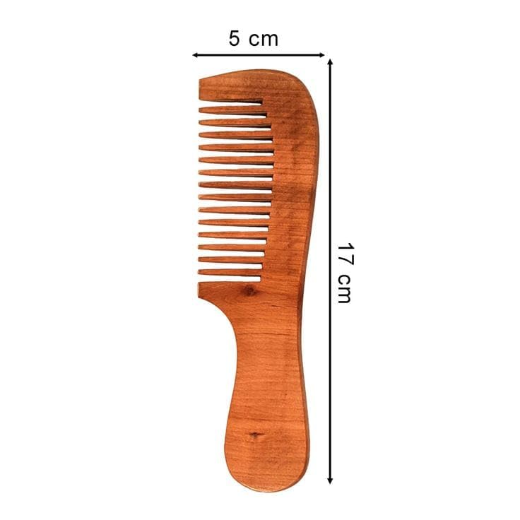 Image of COMBELLE Premium Neem Wood Comb - Eco-Friendly, Oil-Treated Anti-Hairfall & Frizz Control Comb for Men, Women, & Kids - Natural Wooden Comb for Healthy Hair, Dandruff Control, and Scalp Massage (NEEM COMB-3)