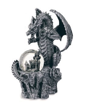 Stone Effect Dragon Guarding Castle Within Orb Figurine