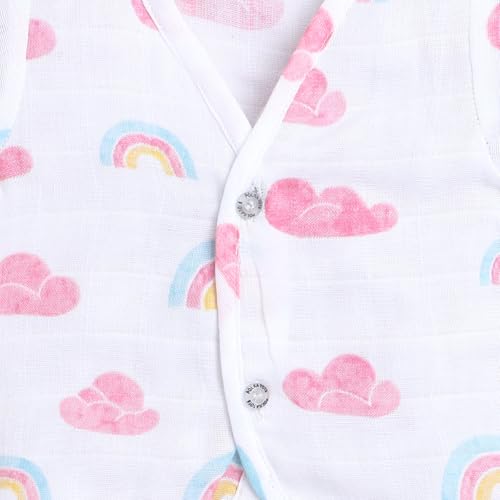 Image of POLKA TOTS Baby Boys & Girls Cotton Muslin Jabla Vest - Half Sleeve, Front Open, Soft & Breathable, Pack of 3 (1-3 M)