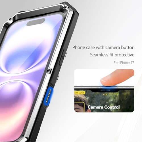Coque métal iPhone 17 avec protège-écran et support rotatif 360 - Argent - 5