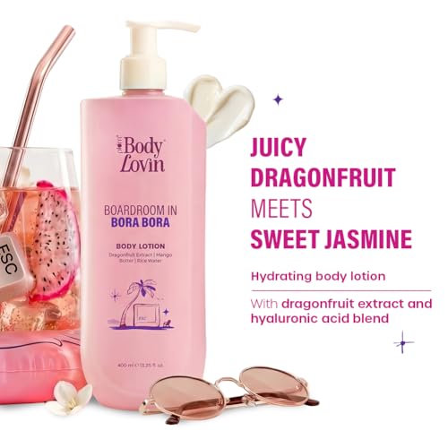 Image of Plum BodyLovin' Boardroom In Bora Bora Body Lotion | Hydrating & Brightening Body Lotion | Lightweight Hydration | Dragonfruit Extract, Mango Butter & Rice Water | Sweet Tropical Fragrance | 400 ml