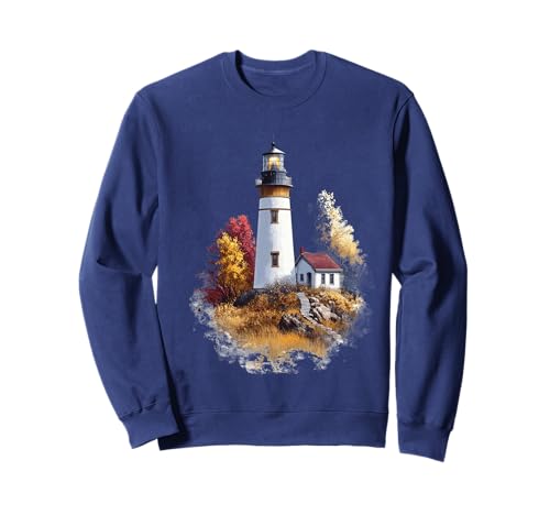 Quiet Lighthouse Coastal Scene Nautical Sweatshirt