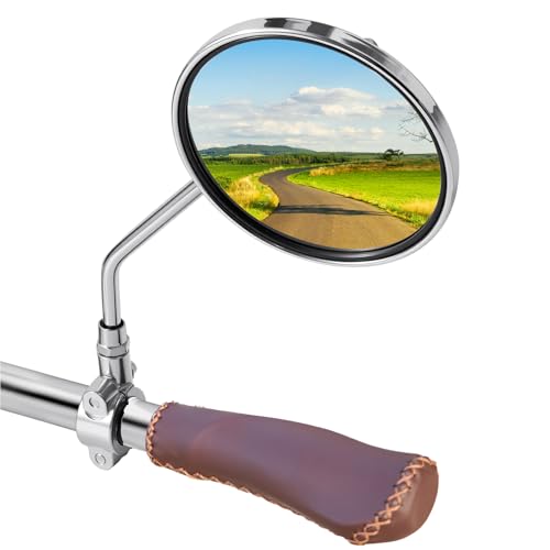Vintage Bike Mirror - A Pair Metal Bicycle Rearview Mirrors for Handlebars, Classic Cruiser, Electric Bike Side Mirrors, Galvanized Steel Frame for Retro Bicycle Accessories