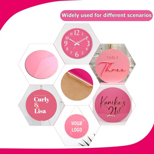Image of 2 Pack Round Acrylic Sheet, 2.7~3mm Thick Acrylic Plastic Sheets Plexiglass Boards for Laser Cutting and DIY Craft Projects (Opaque Pink, 6 Inch Diameter)