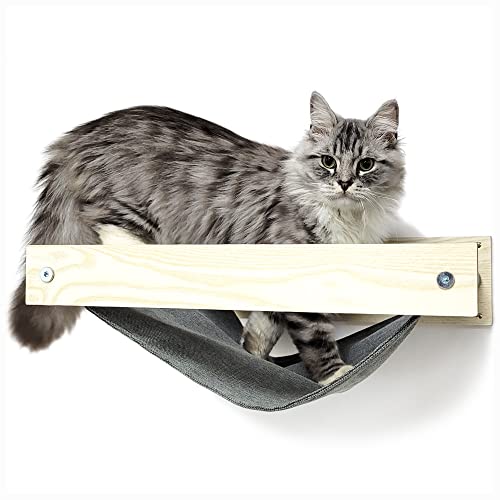 Heykitten 17" Cat Wall Hammock For 2X4 Stud Mount, Floating Kitten Shelf, Diy Suspension Kitty Perch For Large And Multiple Indoor Cats, Maple #TOP4
