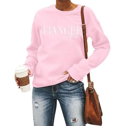 EGELEXY Fiancee Era Sweatshirts Women Bride Embossed Shirts Engaged Bachelorette Outfits Long Sleeve Pullover Tops Pink Cover