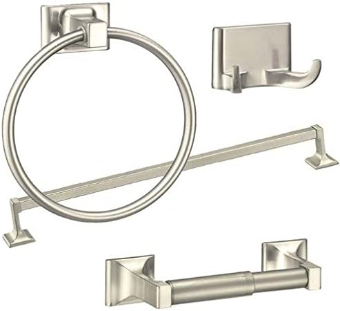 Brushed Nickel 4 Piece Towel Bar Set Bath Accessories Bathroom Hardware, 24" Towel Bar Holder Set