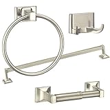 Brushed Nickel 4 Piece Towel Bar Set Bath Accessories Bathroom Hardware, 24" Towel Bar Holder Set