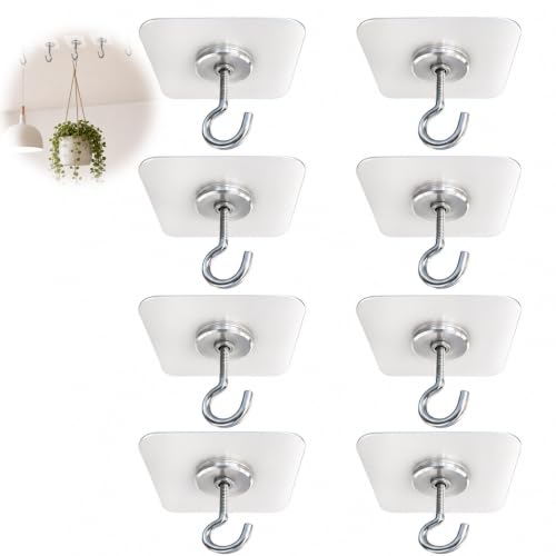 8 Pcs Ceiling Hooks Self Adhesive Damage-Free for Plants Lights 1-3kg