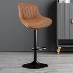 Duramex (TM) Ensemble de 2 Tabouret de bar réglable en hauteur de couleur noire marron et repose-pieds haut 360 Tourneaux 24 à 33 inch Base avec protection du sol dur en plastique