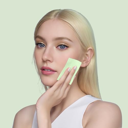 450 Stück Gesichts-Löschpapier, Oil Control Paper, Blottpapier für Fettige Hautpflege, Natürliche Blotting Paper Gesicht, für Männer Frauen öLige Haut, Grün