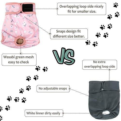 Image of Female Dog Diapers 5Pcs - Premium Reusable Diapers for Doggie in Heat - Highly Absorbent Dog Diapers Female for Pet Incontinence with Adjustable Snaps, Flowers, XXL