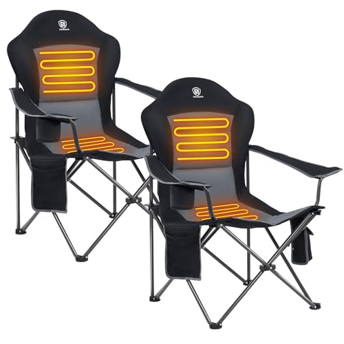 EVER ADVANCED Heated Camping Chair, Lawn Chairs Heated Chair...