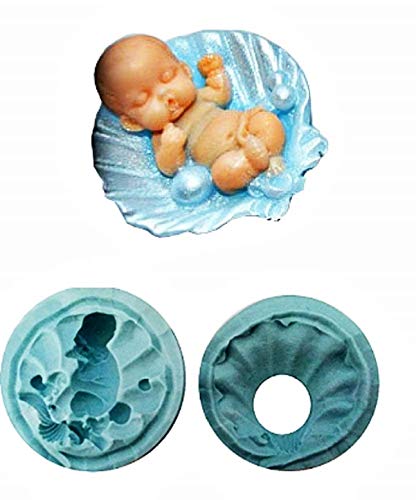 KIRALOVE Molde de Silicona con Forma de niño - recién Nacido - bivalvo - Concha - jabón - Resina - Yeso - Bricolaje - hágalo Usted Mismo - Hobby - yesos - Plantilla para Uso Artesanal Cover