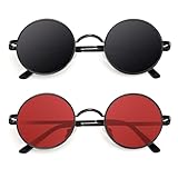 CGID E01 Polarized Sunglasses for Women Men Circle Round Retro Vintage Sun Glasses Circular Shades 2 Pack, Small 45mm, Simple Package