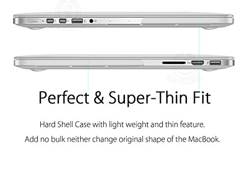 Ueswill Compatible With 3 In 1 Glossy Crystal Hard Case For Macbook Pro (Retina, 13 Inch, Late 2012/2013/2014/Early 2015), Model A1502/A1425 + Keyboard Cover And Screen Protector, Transparent #TOP5