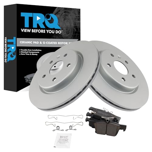 Image of TRQ Rear Brake Pad and Rotor Set Ceramic Coated Rotors