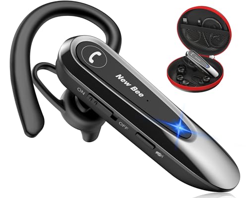 New Bee Bluetoothイヤホン 片耳 Bluetoothヘッドセット ハンズフリー通話 ノイズキャンセリング リモコン付き 音量調節 リダイヤル/ミュート/SIRI機能 左右兼用 片耳イヤホン Bluetooth5.0 CVC8.0 両マイク内蔵 2台同時接続 24時間連続使用 軽量 B45